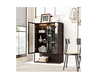 Sumyeg Casainc Modern 51.2" Tall Lighted Display Cabinet with Tempered Glass Door and Metal Frame