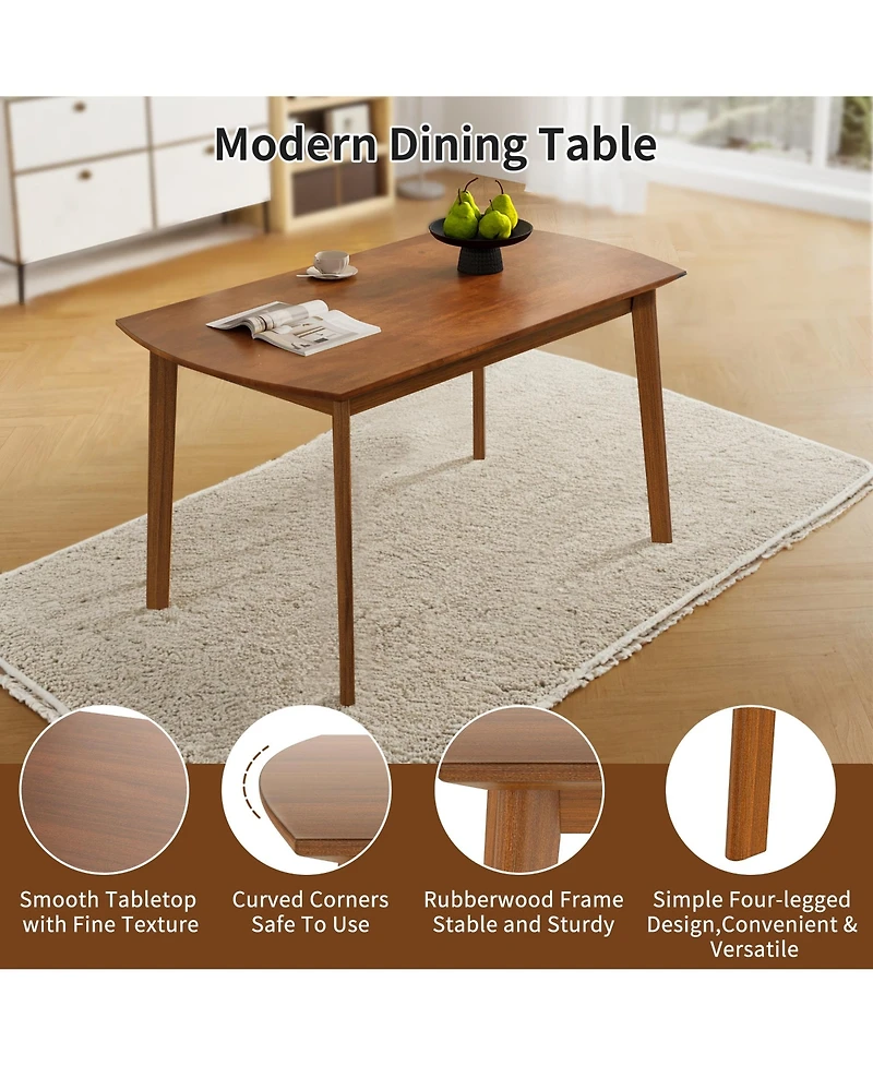 sumyeg Farmhouse Dining Set for 4 with Wood Table and Upholstered Chairs