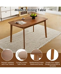 sumyeg Farmhouse Dining Set for 4 with Wood Table and Upholstered Chairs