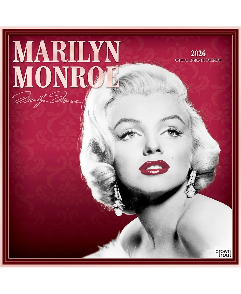 BrownTrout Marilyn Monroe Official | 2026 12 x 24 Inch (Hanging) Monthly Square Wall Calendar | Foil Stamped Cover | Plastic-Free