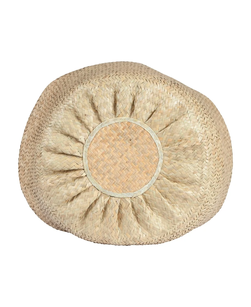 Storied Home Handwoven Seagrass Basket Storage with Handles and Zig-zag Design, Tan