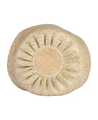 Storied Home Handwoven Seagrass Basket Storage with Handles and Zig-zag Design, Tan