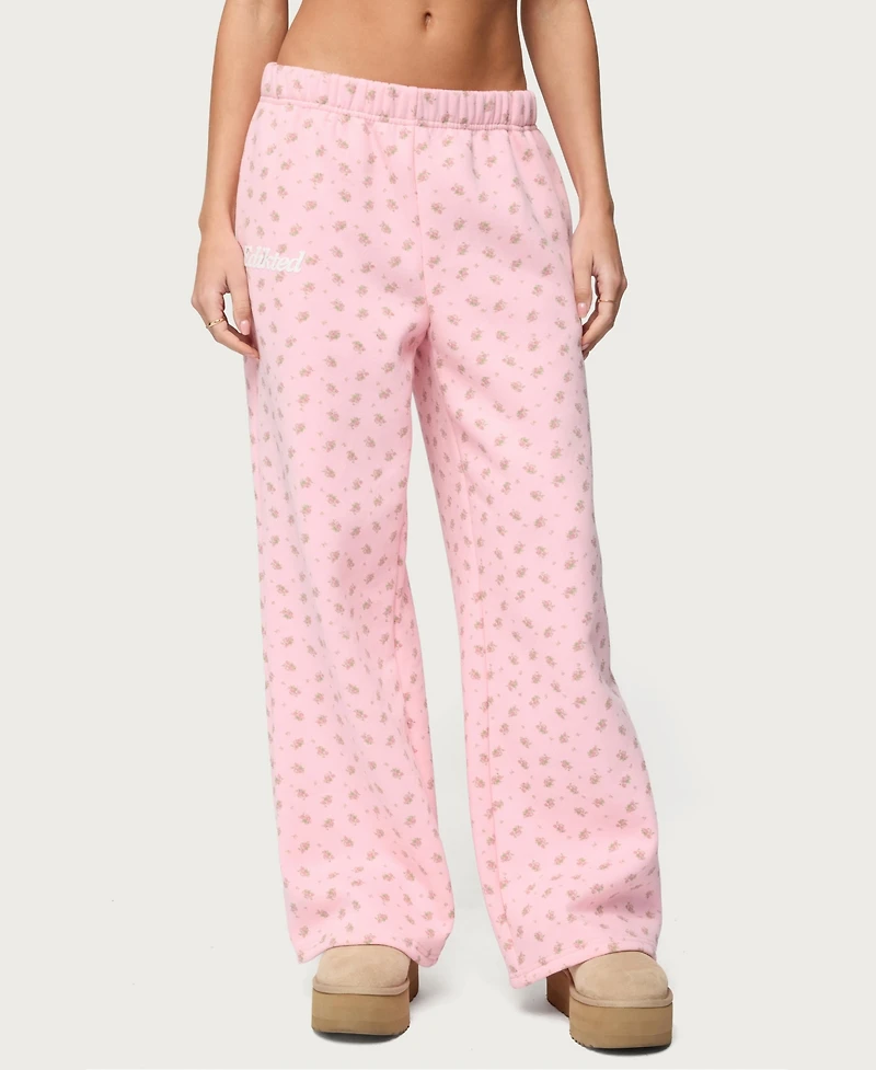 Edikted Womens Flower Power Sweatpants