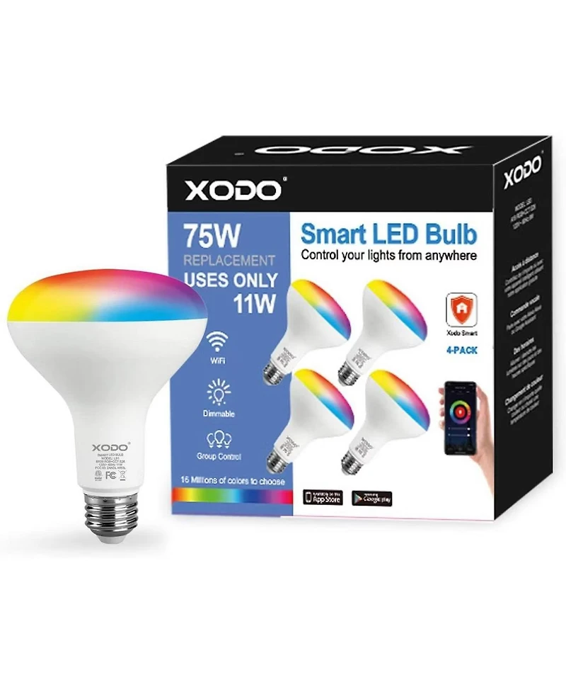 Contixo LB1 Smart Wi-Fi BR30 E26 Dimmable Flood Light Bulb (4-Pack