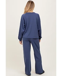 Pinkblush Maternity Blue Crewneck Pullover Pant Set