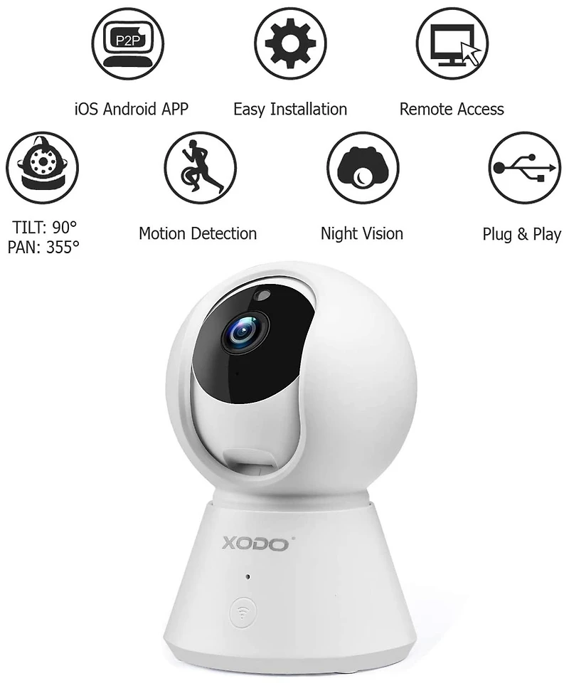 Contixo E6 Indoor Wi-Fi Security Camera, 1080p Hd, Pan & Tilt, Night Vision, 2-Way Audio, Motion Alerts