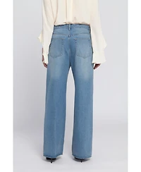 Elle Collection Women's Rhinestone Pocket Jean Wide-Leg Pants