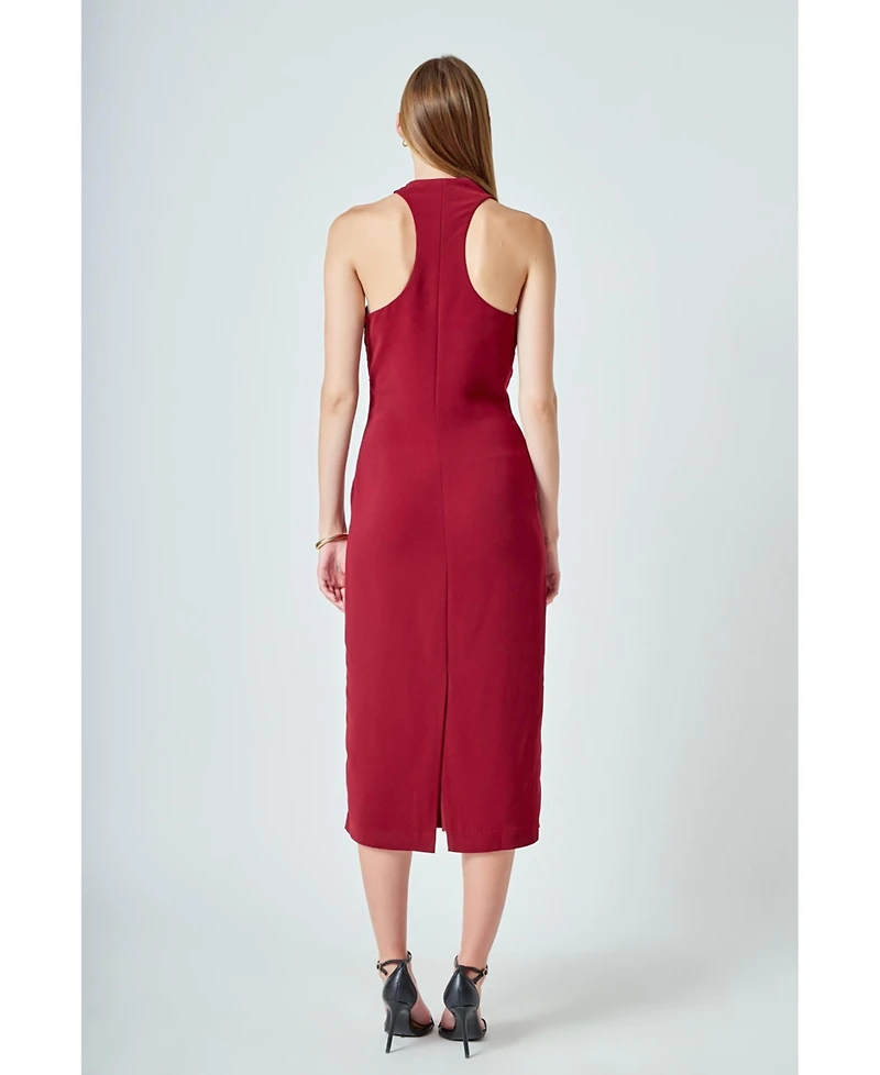 endless rose Women's Choker Tie Midi Dress