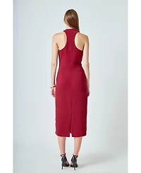 endless rose Women's Choker Tie Midi Dress