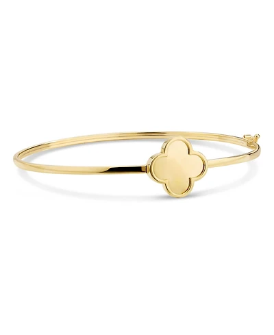 Devata Clover Bangle Bracelet in 14K Gold, Fits Small to Medium Wrist, Approx. 3.4 grams.