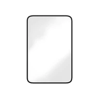 Merrick Lane Glover Reversible Bathroom Wall Medicine Cabinet with Rounded Rectangular Beveled Mirror and Metal Frame Shelves