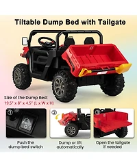 Hongge Kids 24V Two Seater Ride On Dump Truck with Remote Control and Electric Lift Bed