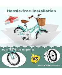 Hongge Kids Adjustable Bike with Training Wheels Basket and Bell for Ages 4 to 8