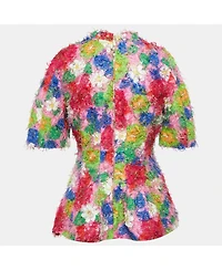 Pre-Owned Marni Women's Multicolor Floral Print Cotton Blend And Lurex Top