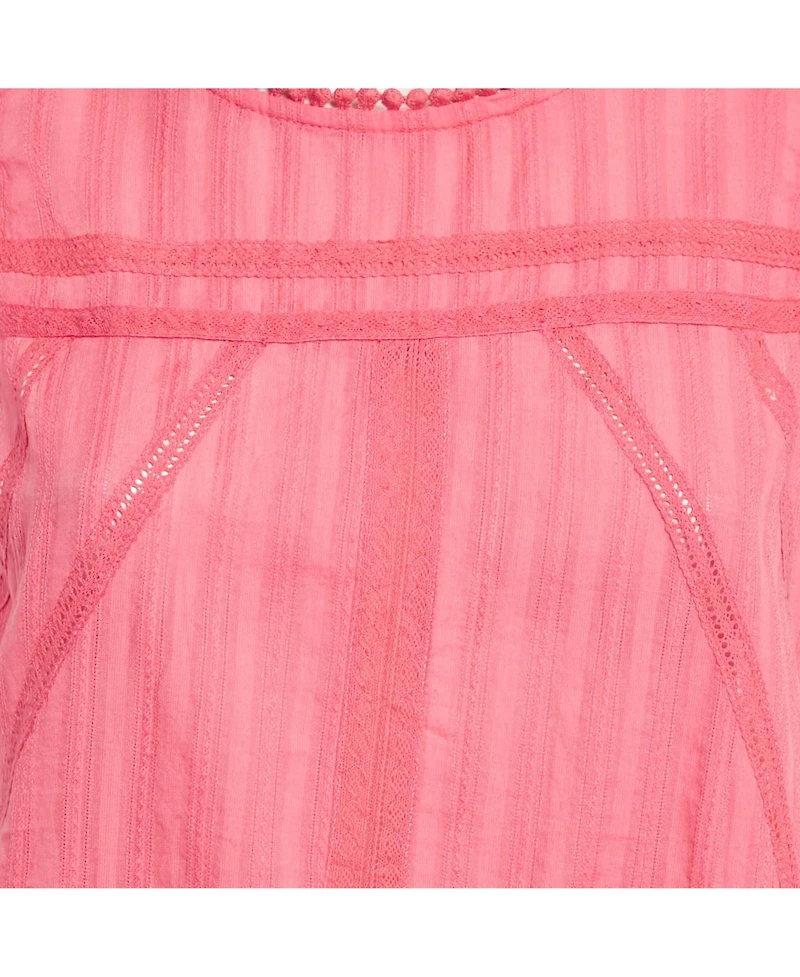 Pre-Owned Zadig & Voltaire Women's Pink Cotton Lace Trimmed Sleeveless Top