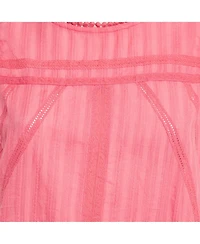 Pre-Owned Zadig & Voltaire Women's Pink Cotton Lace Trimmed Sleeveless Top