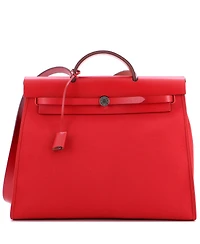 Pre-Owned Hermes Herbag Zip Leather and Toile