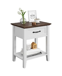 gaomon Nightstands, End Table with Drawer, Side Table for Living Room, 2 Tiers Storage Shelves Bedside Table for Study Room, Bedroom, Dorm