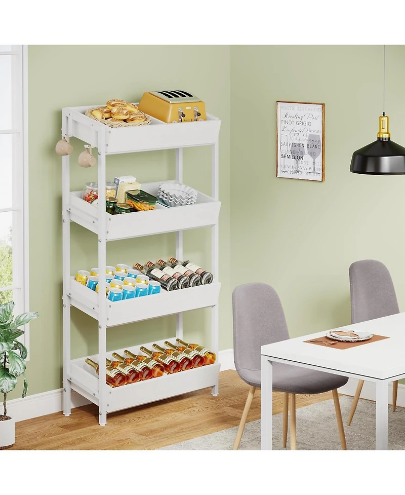 Tribesigns Wood Fruit and Vegetable Basket Stand Rack for Kitchen