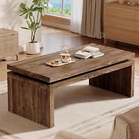 Tribesigns 47.24" Coffee Table with Storage Shelf, Mid-Century Modern Center Table, 3-Tier Rectangle Wooden Tea Table