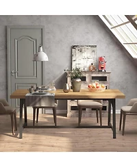 Tribesigns Dining Table for 8 People, 70.87-inch Rectangular Wood Kitchen Table with Strong Metal Frame