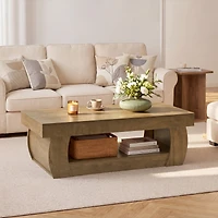 Tribesigns 55-Inch Modern Coffee Table with Open Storage Shelf, Rectangular Center Table