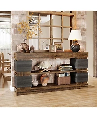 Tribesigns 63" Farmhouse Console Table, 3-Tier Entryway Table with Storage, Long Wooden Behind Couch Stand