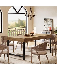 Tribesigns Farmhouse Dining Table for 4-6 People, 55 Inches Industrial Rectangular Kitchen Dinner Table, Rustic Brown