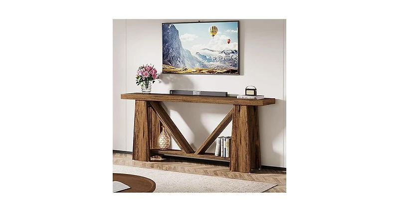 Tribesigns 70.9-Inch Long Console Table, Farmhouse Entryway Table with Storage, Narrow Sofa Console Behind Couch