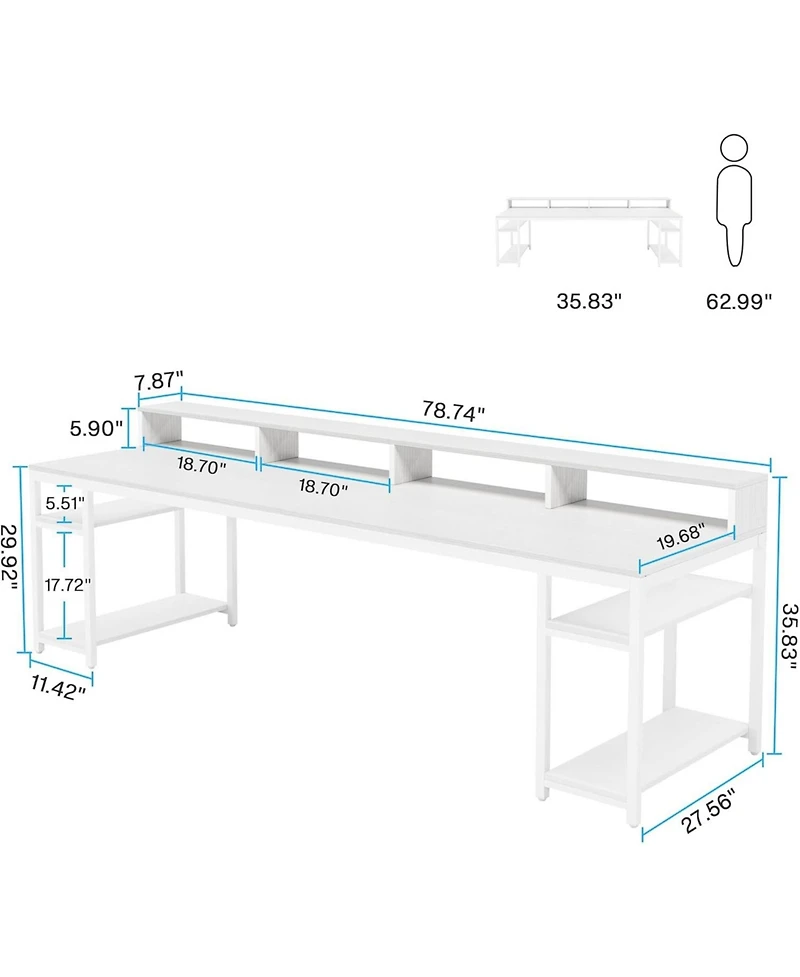 Tribesigns Two Person Desk with Monitor Stand