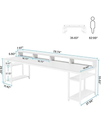 Tribesigns Two Person Desk with Monitor Stand
