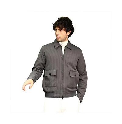 Campus Sutra Men's Moon Grey Zip-Front Lined-Tactile Jacket