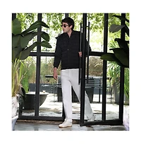 Campus Sutra Men's Obsidian Black Grid-Tactile Puffer Jacket