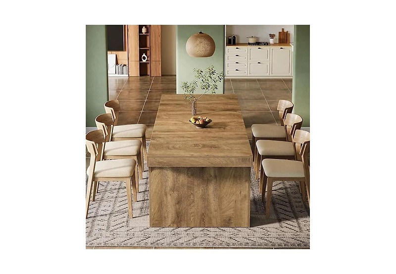 Tribesigns 71-Inch Large Dining Table for 6-8, Farmhouse Wooden Kitchen Table with Arched Design