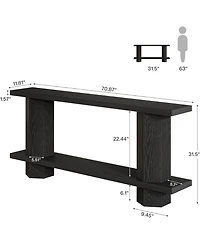 Tribesigns 71-Inch Long Console Table for Entryway, Wooden Sofa Table Behind Couch, Black