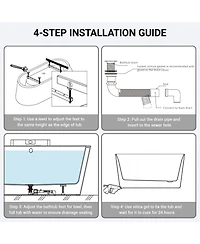 Casainc Acrylic Freestanding Soaking Tub with Chrome Overflow