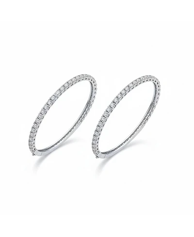 Bling Jewelry Set of 2 Cz Cubic Zirconia Princess Cut Stackable Eternity Tennis Bangle Bracelet