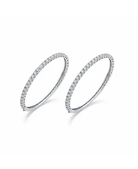Bling Jewelry Set of 2 Cz Cubic Zirconia Princess Cut Stackable Eternity Tennis Bangle Bracelet