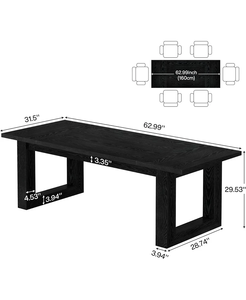 Tribesigns Farmhouse Dining Room Table for 4-6 People, Rectangular Dinner Table