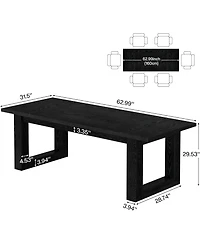Tribesigns Farmhouse Dining Room Table for 4-6 People, Rectangular Dinner Table