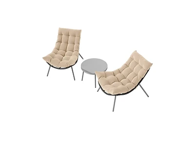 Slickblue 3 Pieces Conversation Set with Cushioned Papasan Chairs