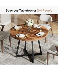 Tribesigns Round Dining Table for 2, 31.5" Industrial Kitchen Table with Metal Base, Small Table for Dining Room