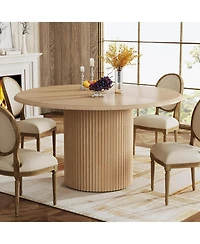 Tribesigns 47" Round Dining Table for 4, Farmhouse Kitchen Table with Metal Base