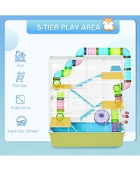 PawHut 23" 5-Tier Hamster Cage with Wheel and Water Bottle,