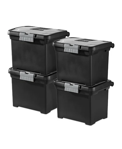 Sterilite Portable Lockable File Box w/ Extra Compartment & Handle (4 Pack)