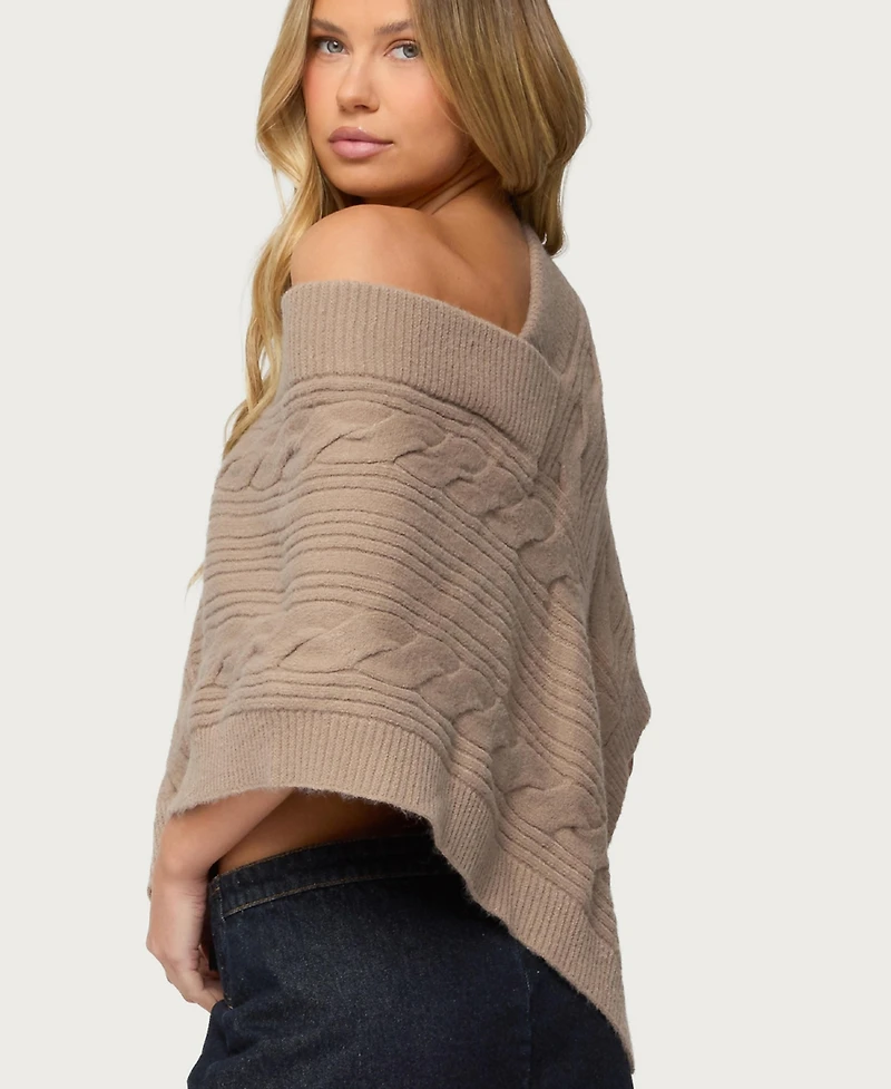 Edikted Women's Vickey Cable Knit Poncho