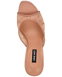 Nine West Women's Kiscop Lace Slip-On Stiletto Sandals