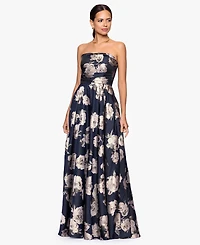 Betsy & Adam Women's Printed Strapless Long Dress