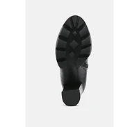 London Rag Beatriz Croc Print Block Heel Ankle Boots