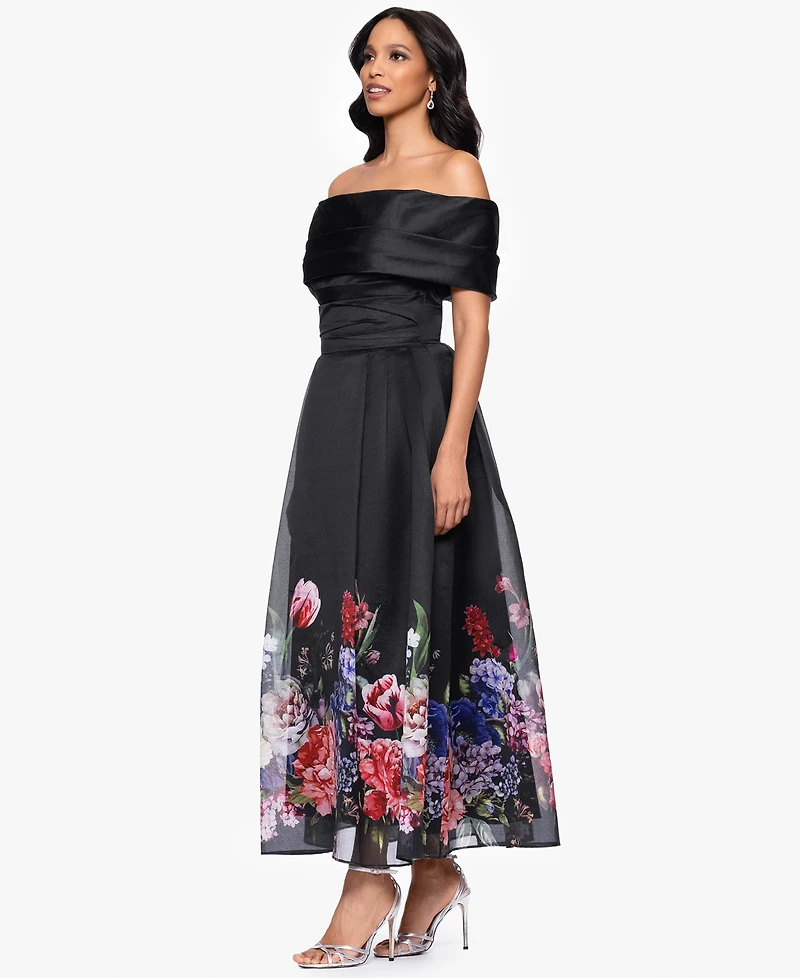 Betsy & Adam Petite Off-The-Shoulder Strapless Midi Dress
